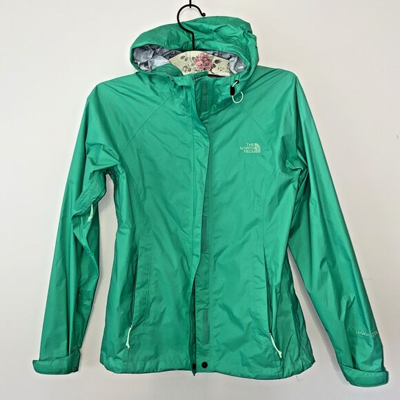 The North Face HyVent 2.5L Rain Jacket Women's S Light Green w/ hood - packable - Picture 1 of 10